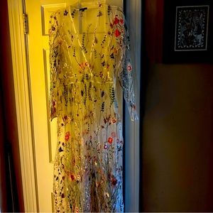 Multi colored sheer flower dress! Long sleeve maxi dress